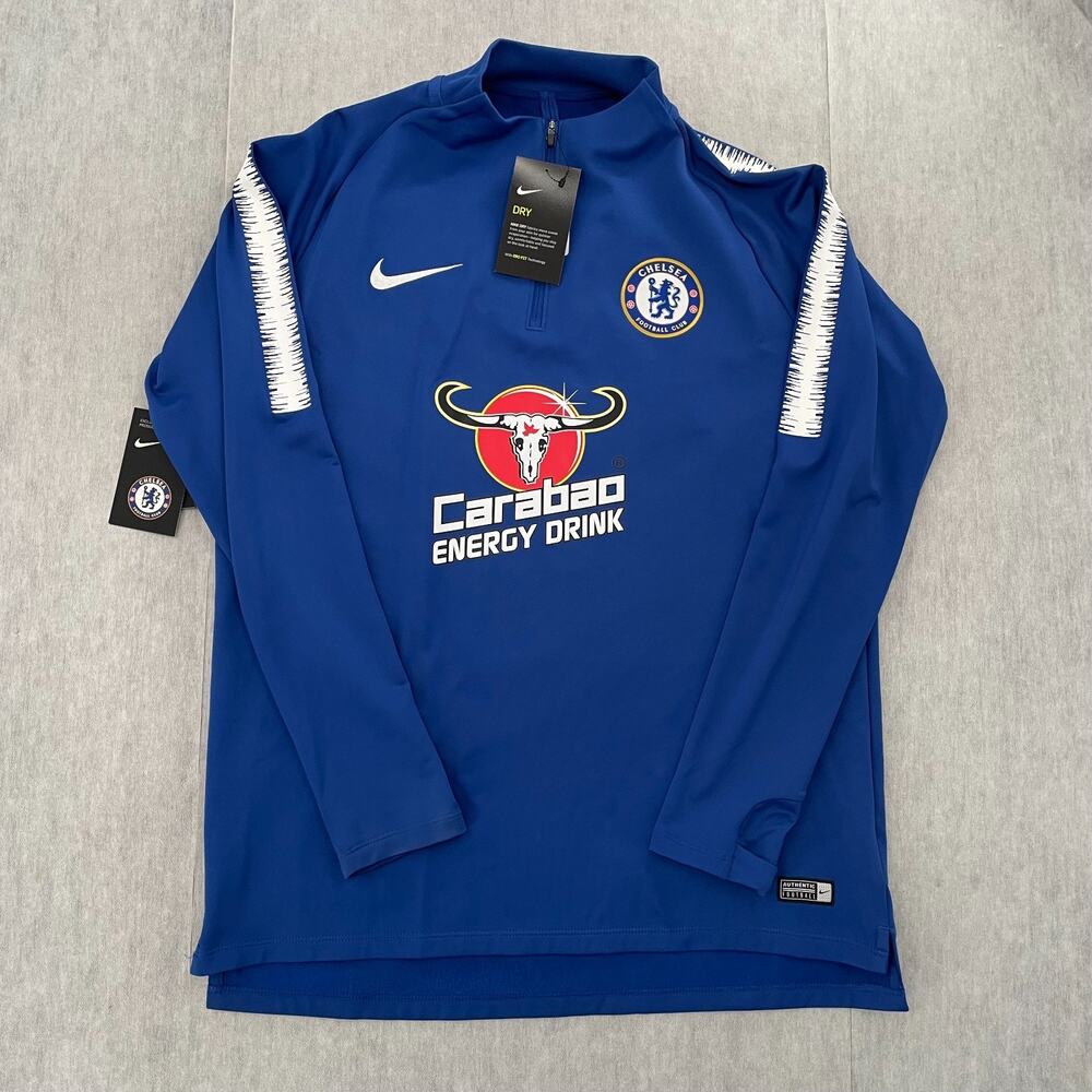 Nike Chelsea Carabao Sweater Adult Large Blue 1/4 Zip Pullover Soccer Mens L NEW